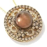 14K Gold Chocolate South Sea Cultured Pearl & Diamond Pendant w/ Chain