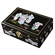 Handmade Mother Of Pearl, Black Lacquer & Gold Jewelry Box With Mirror - Imperial Chinese Courtiers