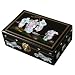 Handmade Mother Of Pearl, Black Lacquer & Gold Jewelry Box With Mirror - Imperial Chinese Courtiers