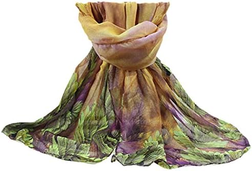 Autumn and Winter Scarf Women Fashion Long Echarpe Leaves Printed Scarves Ladies Stoles Warm Shawls Hijab (Deep blue green)