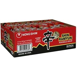Nong Shim Shin Noodle Ramyun, Gourmet Spicy Picante, 4.2-Ounce Packages (Pack of 20)