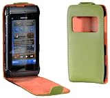 MaryCom Ledertasche PREMIUM QUALITÄT in Grün für Nokia N8 Mobil Telefon Smartphone Handy + Gratis Displayschutzfolie