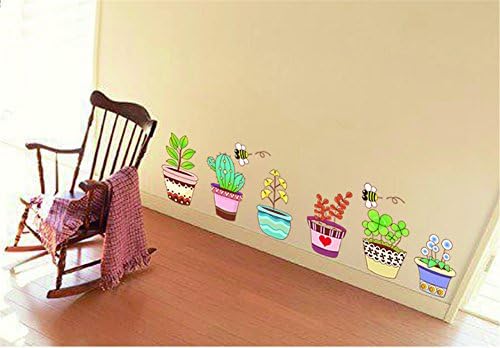Bling House Wall Stickers Wall Decals Cactus Flower Removable Wall Décor Decorative Painting Supplies & Wall Treatments Stickers for Girls Kids Living Room Bedroom Wallpops (50*70CM Style 1)