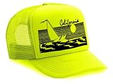 Neon California Sailboat Sunset Mesh Trucker Hat Cap 80's