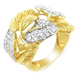 1.50 Carat Diamond Leaves Ring in 14K Yellow Gold