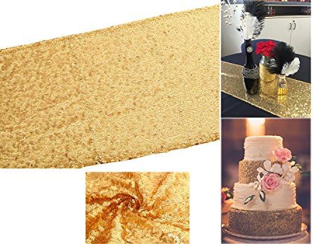 Gold Party Decoration Supplies Sequin Table Runner 11.5" x 110" for Birthday/Christmas/Anniversary/Bridal Shower/ Wedding by Yen Jean