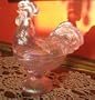 9" Pink Carnival Glass Covered Rooster Candy Dish
