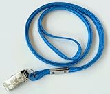 Royal Blue Flat Woven Lanyard, Bulldog Clip