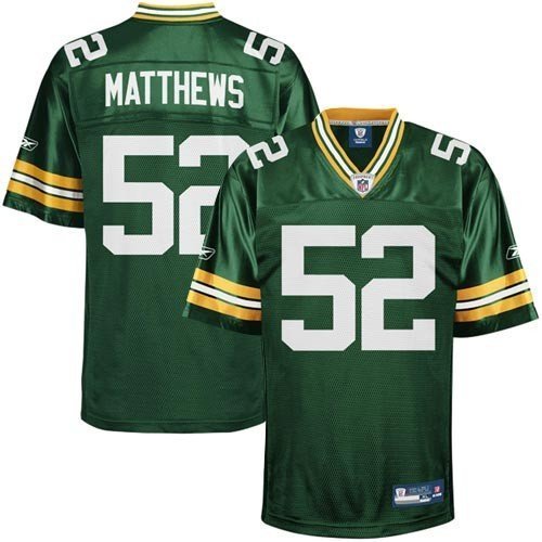 Clay Matthews #52 Green Bay Packers (Med.) Reebok Onfield Authentic Green Jersey