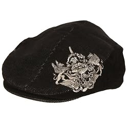 New Corduroy Silver Emblem Ivy Driving Golf Cap Hat * Black * Medium / Large