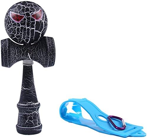 InFaye Kendama Black White Full Crackle Red Eye With Carrying Holster