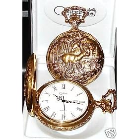COLIBRI ANTIQUE GOLD DEER SPORTSMAN POCKET WATCH PSW095951