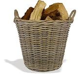 Beautiful Grey Rattan Log Basket with Handles - 53cm Tall. Code 21650
