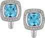 14k White Gold 1/4 ctw Diamond and Blue Topaz Earrings H-I-J,I1-I2