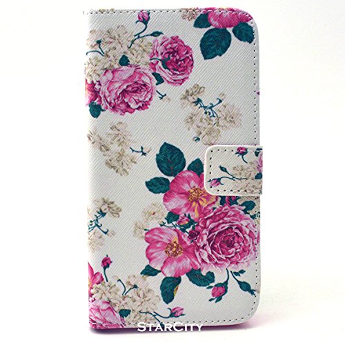 Galaxy Grand Prime Case, StarCity Â® Samsung Galaxy Grand Prime [SM-G530] Case, Wallet Flip Stand Cover Case with Credit / Business Card Holder [Back TPU Cover] For Samsung Galaxy Grand Prime (Wallet Series_Flower Rose)