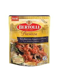 Bertolli Premium Pasta Sauce, Sun Ripened Tomato & Olive, 13.5-Ounce Pouches (Pack of 6)