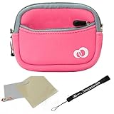 Baby Pink - Grey Trim Slim Protective Soft Neoprene Cover Carrying Case Sleeve with Extra Pocket for Olympus FE-4050 FE-5040 FE-5050 Stylus-5010 Stylus-7040 Stylus-7050 Stylus-9000 Stylus Tough-3000 Stylus Touch 6020 Stylus Touch-8010 Point and Shoot Digital Camera + Includes Pink 6 Inch Mini Tripod + Includes a anti glare screen protector, will protect from any small scratches and dirt