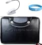 Amazon Kindle 2 Package:Black Leather Carrying Case for Amazon Kindle 2 + Amazon Kindle 2 Clip-On Light + Courage*Wisdom Wristband (Amazon Kindle not included)