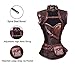 Charmian Women's Retro Goth Spiral Steel Boned Brocade Steampunk Bustiers Corset with Jacket and Belt Dark-Brown Small