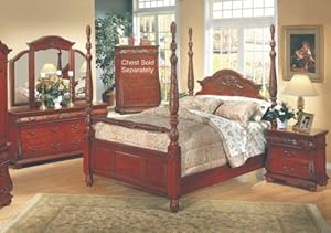 Amazon.com - 5PC Queen Anne Style Hardwood Cal King Poster Bed Bedroom ...