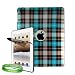 Stylishly Designed Hard Cover Snap on Case, iPad Cover for Apple iPad MB292LL/A Tablet (16GB, 32GB, Wifi + 3G)- Designer Blue Plaid Checkered Print + Custom Cut iPad Screen Protector + Live * Laugh * Love VG Silicone Wrist band!!!