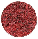 Premium Leather Shag Rug 49 Round Red Handmade