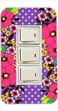 3ヶ口用 3口用 タイプ コンセント スイッチ カバー ジャケット 華ドット-F 花柄 ハイビスカス ドット カスタムカバー 交換用 3穴用 2穴用