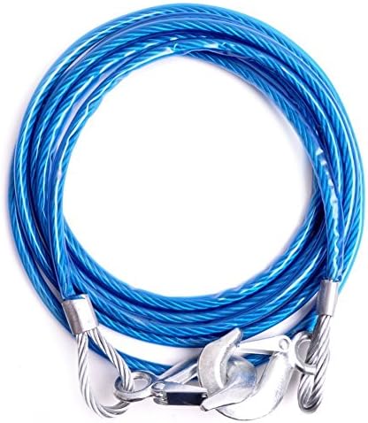 Emergency Tow Rope - Heavy Duty Stainless Steel Tow Strap with Hooks