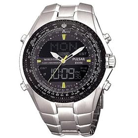 Click here to buy Pulsar Watch Chronograph Mens World Time Round Digital Dial Alarm Stainless Steel PM7007 SALE by Pulsar.