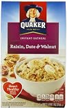 Quaker Instant Oatmeal Raisin, Date & Walnut, 10-Count Boxes (Pack of 4)
