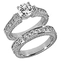 1.25 Ct Diamond Engagement Ring Bridal Set Antique Style Round Cut Pave