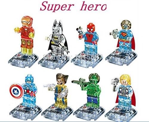 8pcs/lot Crystal Marvel Avengers Super Hero Minifigures Building Blocks figures Toys Bricks Compatible With lego (WITHOUT original boxes)