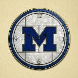 MICHIGAN WOLVERINES 12 Stunning Hand Painted Team Logo & Colors ART-GLASS CLOCK