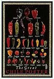 Great Chili Poster (Fresco-Black) by Mark Miller. ART PRINT Canvas Rolled.. 24.00 inches width by 36.00 inches height. Highest Quality Art Poster Print