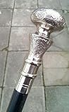 GENTLEMENS CLASSIC STYLE WOODEN WALKING STICK CANE BRASS HANDLE NICKLE FINISH