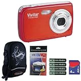 Vivitar Vivicam V7022 7.1MP Strawberry Red HD Digital Camera Plus 4GB Accessory Kit
