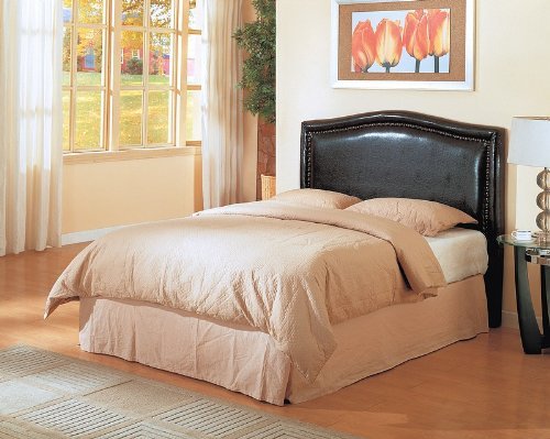 Nailhead Trim Design Queen Size Burgundy Brown Headboard