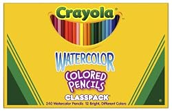 Crayola 68-4240 Crayola Watercolor Wood Pencil Classpack, 3.3 mm, 12 Asstd Clrs, 240 Pncls/Box