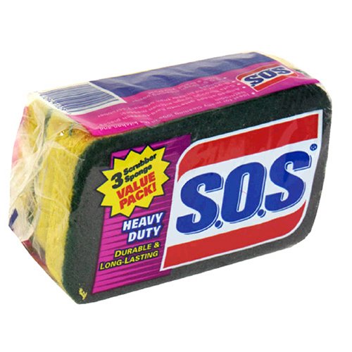 S.O.S. Heavy Duty Scrub Sponge, 3-Count Packs, Case of 8 (24 Sponges)