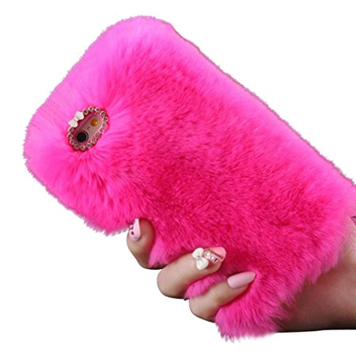 iPhone 6/ 6S Case, DaySeventh Warm Fluffy Villi Fur Plush Wool Bling Case Cover Skin For iPhone 6/ 6S 4.7inch (Hot Pink )