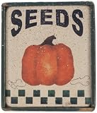 Seed Packet - Pumpkin Wood Rustic Sign - Navy Blue Board-Frame-Cream Letters