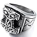INBLUE Men's Stainless Steel Ring Silver Tone Black Size9