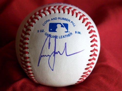 Conor Jackson Autographed ROLB Baseball, Oakland Athletics, Arizona Diamondbacks, Proof Photo of Conor Signing for Us.