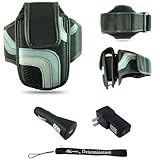 Black Adjustable Deluxe Sportband / Workout Armband with Adaptable Neck Str ....