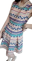 Sleeveless Polyester Pleated Vintage General Print  Dress