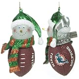 Miami Dolphins NFL Light-Up Striped Acrylic Snowman Ornament (5)"