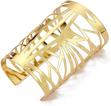 Cool present Hollow Gold Open Ended Wide Bracelet Bangle Cuff Party Gift 1pcs