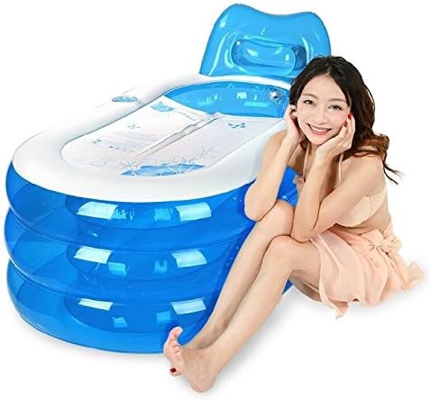 BO Single inflatable bathtub children/adult bathing barrel/bubble bath/wash pot bath barrel , light blue