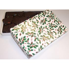 Scott's Cakes 1 lb. Dark Chocolate M & M Bark in a Holly Box