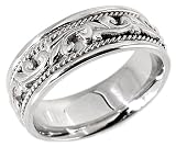 14K. White Gold Twisted Wire Antique Designer Comfort Fit Wedding Band